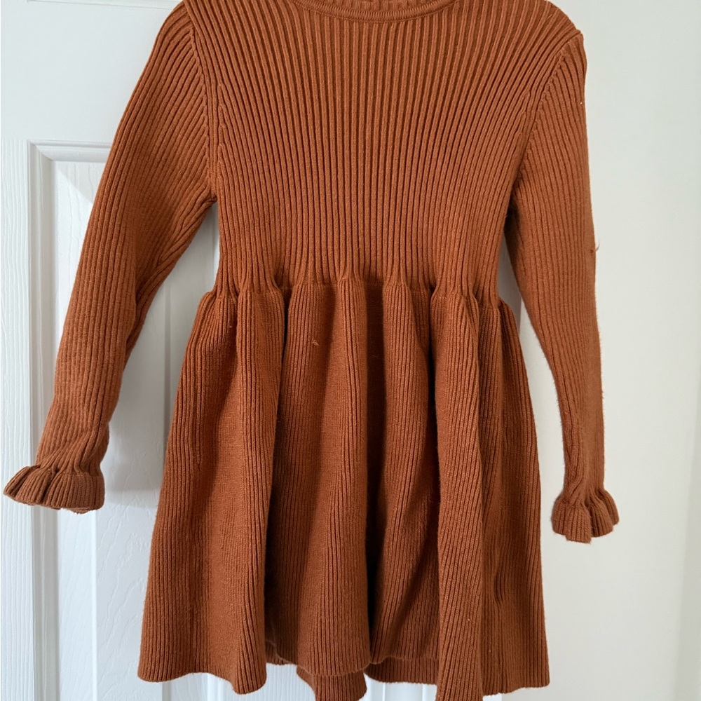 Cozy Brown Knit Kids Dress